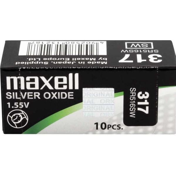 10 Stuks - Maxell 317 / SR 516 SW Silver Oxide horlogebatterij