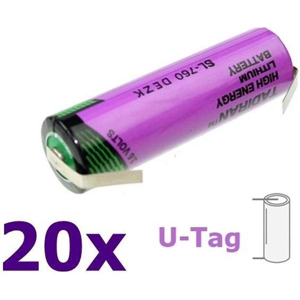 20 Stuks - U-Soldeerlippen - Tadiran SL-760 AA Lithium batterij 3.6V
