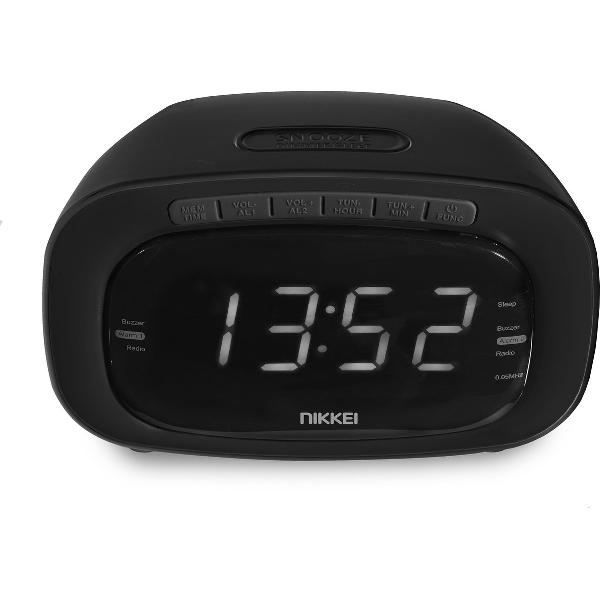 Nikkei NR200BK - Digitale Wekkerradio met Buzzer - Zwart