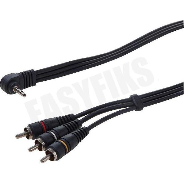 Jack 3.5mm 4P Stereo Male - 3x Tulp RCA Male, 2.5 Meter