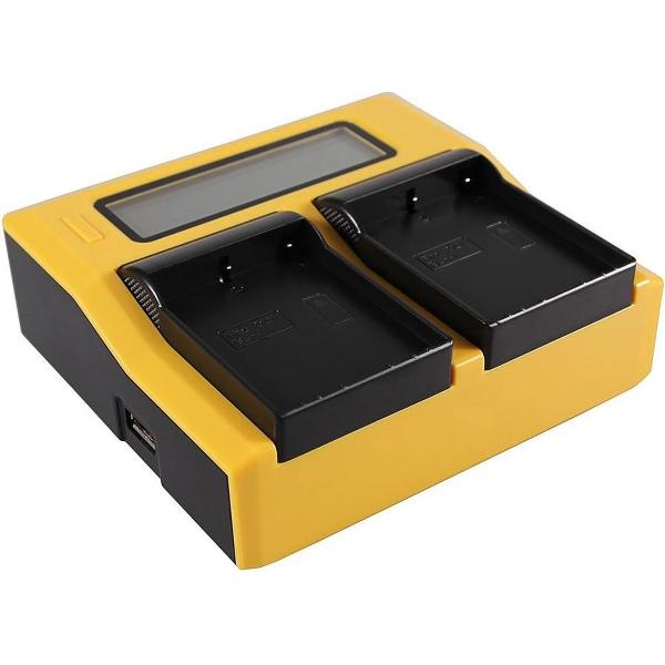 Huismerk Duo oplader voor 2 camera-accu's Olympus BLH-1 - met LCD scherm