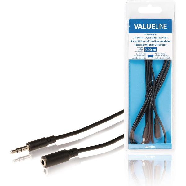 Valueline VLAB22050B20 Jack Stereo Audio Verlengkabel 3,5 mm Mannelijk - 3,5 mm Vrouwelijk 2,00 M Zwart