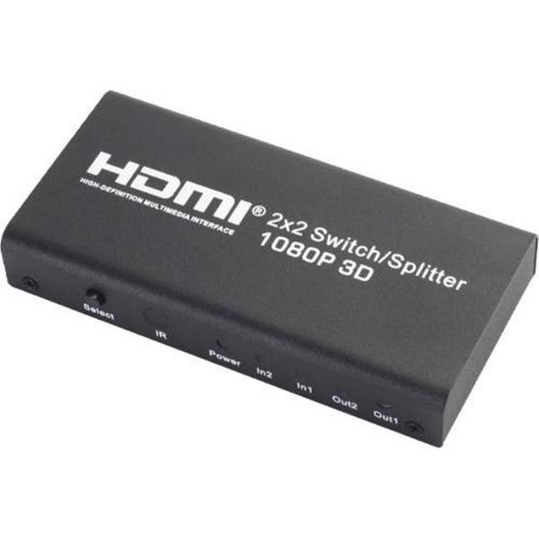 Coretek HDMI schakelaar/splitter 2 naar 2 - versie 1.3 (Full HD 1080p)