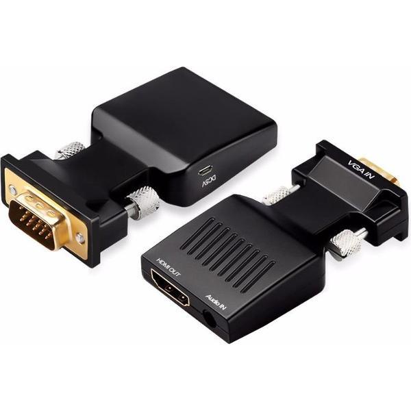 Dolphix VGA + 3,5mm Jack naar HDMI adapter - compact / zwart
