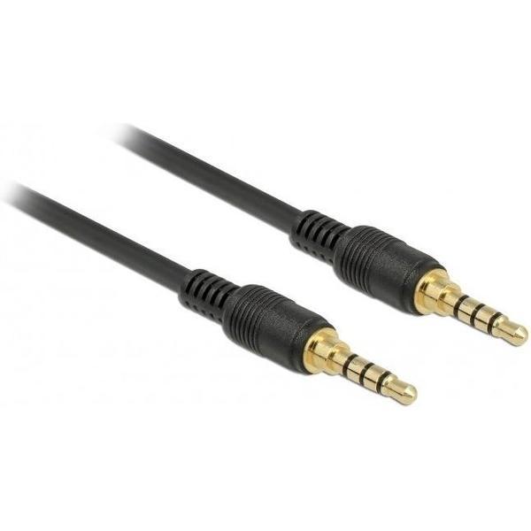 DeLOCK 3,5mm Jack 4-polig audio/video slim kabel met extra ruimte AWG24 / zwart - 1 meter