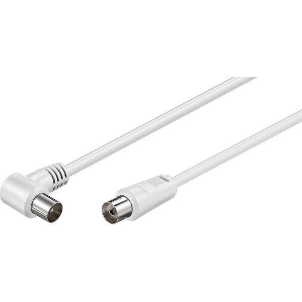 Transmedia IEC (m) haaks - IEC (v) recht coaxkabel - wit - 5 meter