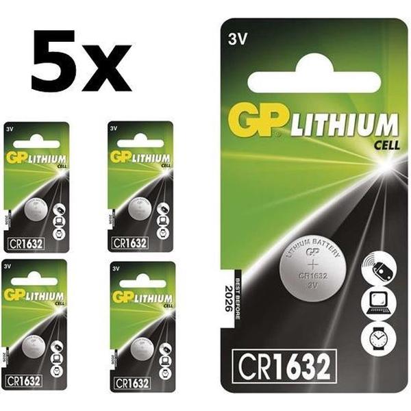 5 Stuks (5 Blister ) GP CR1632 125mAh 3V Lithium Knoopcel Batterij