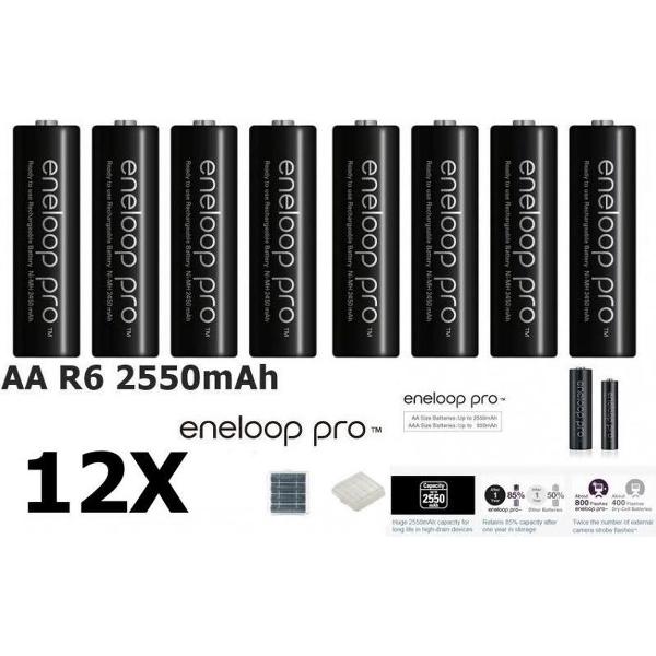12 Stuks - AA HR6 Panasonic Eneloop PRO Oplaadbare Batterij (in kunststof bewaardoosje)