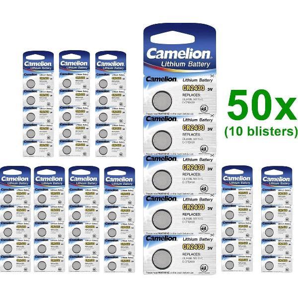 50 Stuks (10 blisters a 5st) - Camelion CR2430 lithium knoopcel batterij