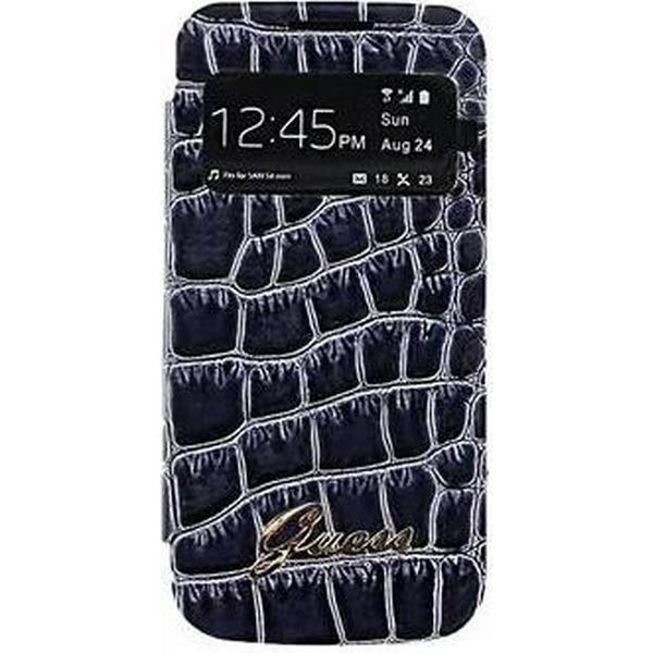 Nieuwe Guess Samsung Galaxy S4 Mini Battery Cover Book Case with Window view - Croco zwart -