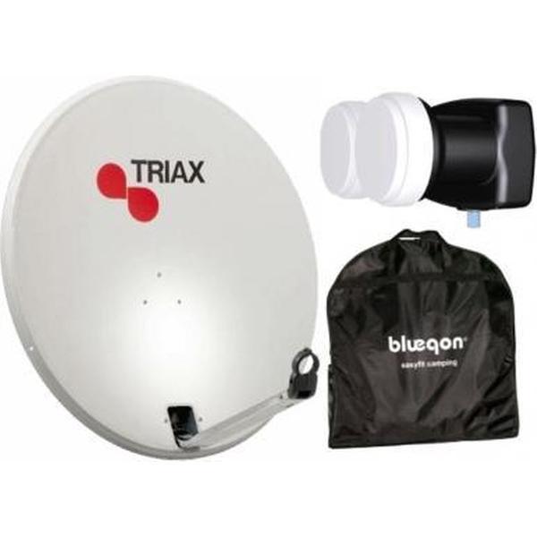 Triax 64cm Schotelantenne Licht Grijs + 4.3° single DUO LNB (Canal Digitaal Ready) + Blueqon CAM-T6S Opbergtas