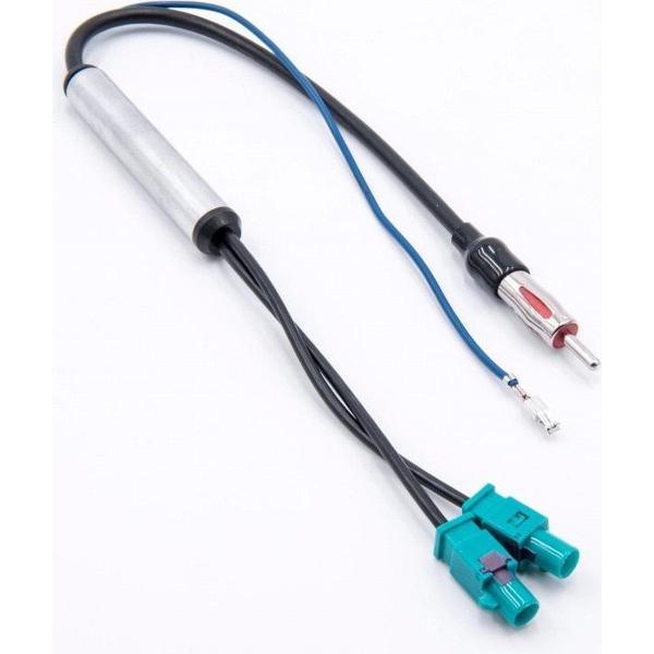 VHBW 2x Fakra Z (m) - DIN (m) auto antenne adapter met fantoomvoeding - 0,30 meter