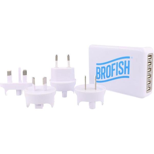 Brofish USB Wallcharger 6 Port - Wit