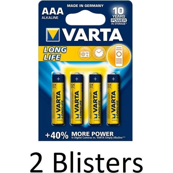 8 Stuks (2 Blisters a 4 st) Varta Longlife AAA Alkaline Batterij