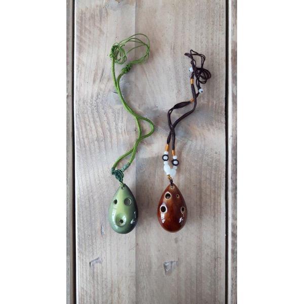 STL Ketting Ocarina - 6 gaten - Keramisch Groen