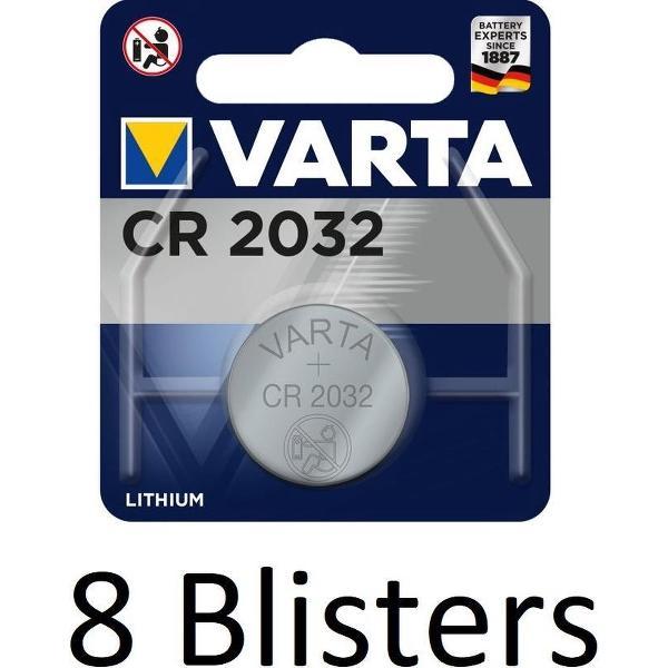 8 Stuks (8 Blisters a 1 st) Varta CR 2032 Knoopcel Batterij