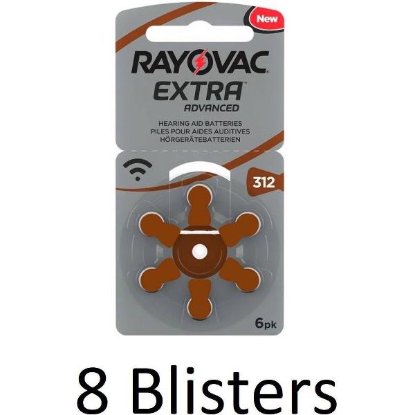 48 Stuks (8 Blisters a 6 st) Rayovac Extra Advanced, 312 - bruin – hoortoestel