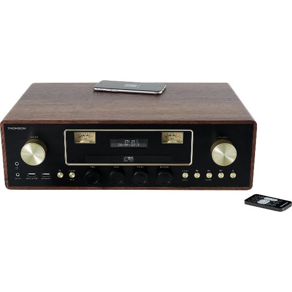 Thomson Stereo Microset - CD-Speler / Bluetooth / MP3 / USB & Inductielader - Hout