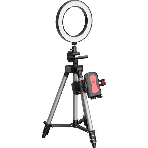 TECHSHARK Smartphone Statief Met LED Ring - Ring Lamp - Universeel - 102 cm - Tripod - TikTok
