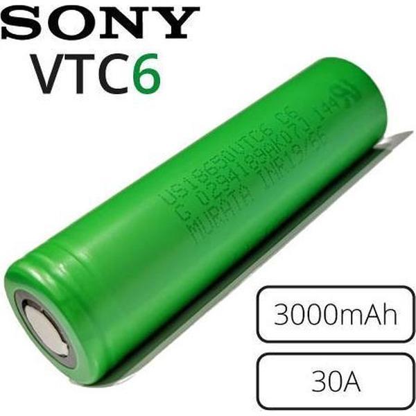 1x Flat Top-Sony VTC6 US18650 - Batterij - 3000mAh - 30A - 3.7V