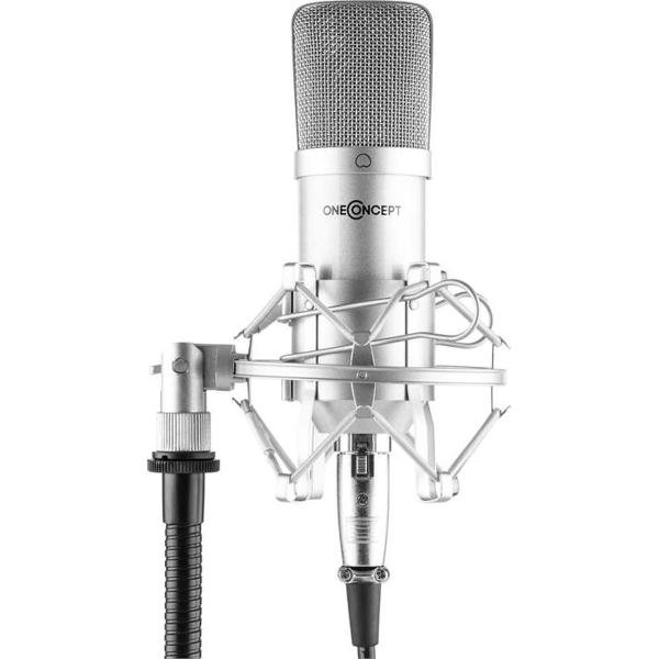 oneConcept Mic-700 elektret studiomicrofoon , 34 mm Ø drukgradiëntontvanger met unidirectionele nierkarakteristiek , microfoonspin windscherm XLR klinkkabel