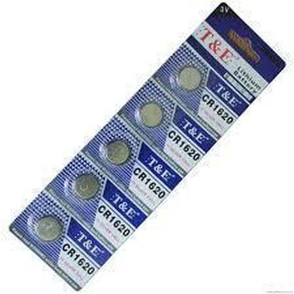 Batterijen knoopcel CR 1620 / Lithium / 3V / 5 stuks