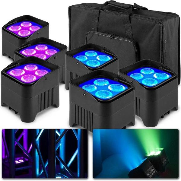 BeamZ BBP94W accu Uplight pakket met 6x BBP94W en tas