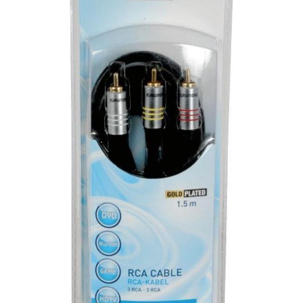 Grundig Gold Plated 3-RCA Kabels voor DVD, BLU-Ray, Game, HDTV - Audio 1.5 Meter - Goud