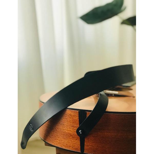 LIAM'S Lederen verstelbare gitaarband ZWART - guitar strap
