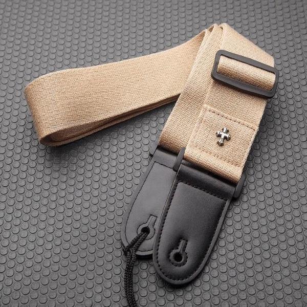 Gitaarband voor Acoustische - Electrische of Bas gitaar - Guitar Strap - met plectrumhouder - Licht Bruin - 90 - 155 cm