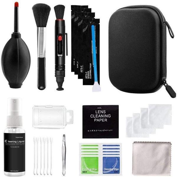 Uitgebreide professionele 46 in 1 Lens Cleaning Kit - Hardcase - Draagbaar - Schoonmaakpakket - Cleaning Set - DSLR - Sensor Reinigen - Blaasbalg - Lenspen - Camera - Sony - Canon - Nikon