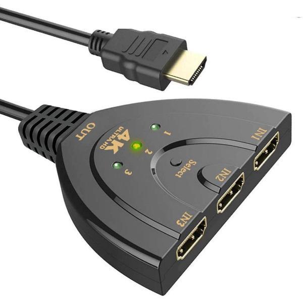 HMerch™ HDMI splitter 3 poorts - 1080p Full HD / 4K - 3 poorts - HDMI switch - HDMI splitters - 3 uitgangen - HDMI verdeler - HDMI-splitter - Voor PS3 / Xbox / Playstation 3 - Zwart