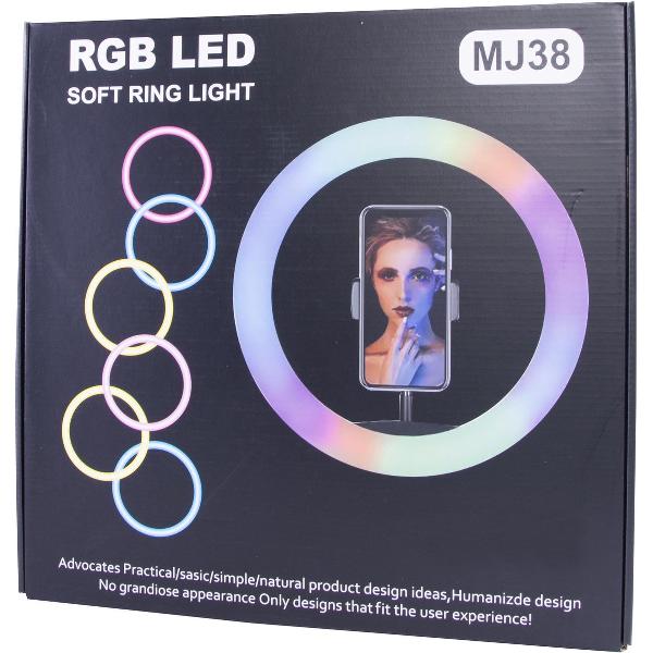 RGB LED Soft Ring Light MJ38 15inch diameter (39cm) Ring Lamp diverse kleuren met statief