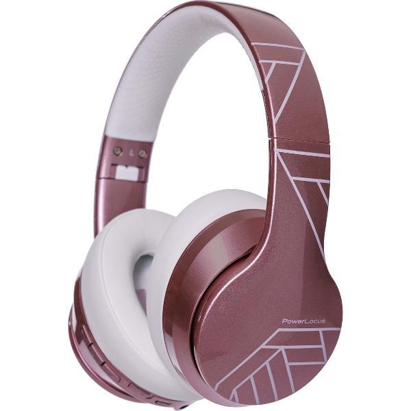 PowerLocus P6 draadloze Over-Ear Koptelefoon Inklapbaar - Bluetooth Hoofdtelefoon - Met microfoon - Glanzend Rose Gold PL Lines Collection