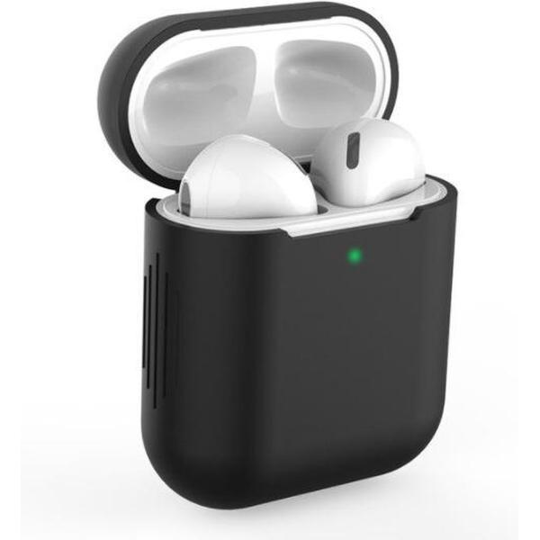 Gadgetpoint | Airpods Hoesje Siliconen Case - Airpod hoesje geschikt voor Apple AirPods 1 en Airpods 2 | Zwart