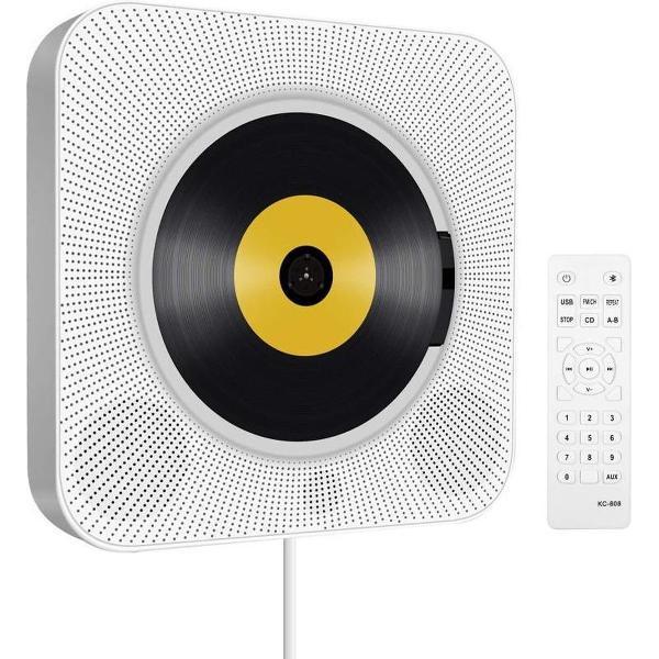Cloxks – CD-speler Draagbare met Bluetooth – 5 in 1 aan de wand monteerbare CD-speler – inclusief afstandsbediening – Ook geschikt voor kinderen – Wit