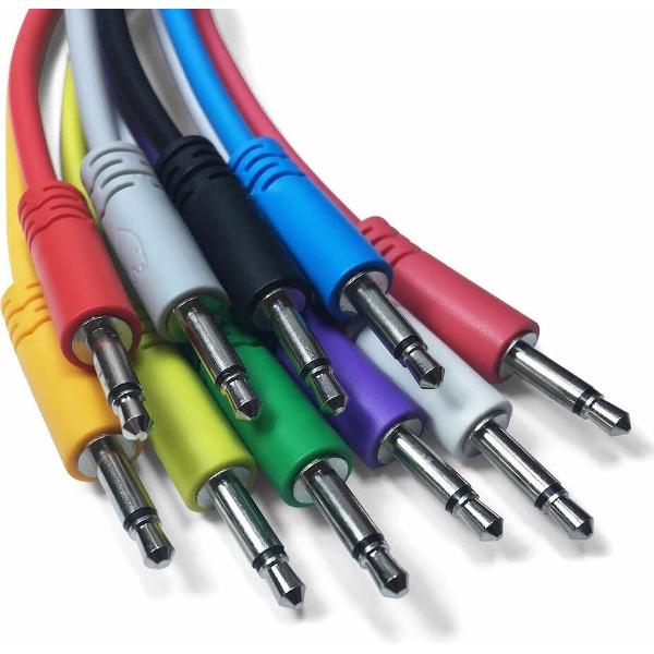 Eurorack Patch Kabels - Set met 5 hoge kwaliteit mono 3.5mm TS kabels voor je modulaire systeem (10 Kleur & 7 Lengte Opties) (Grijs 90cm)