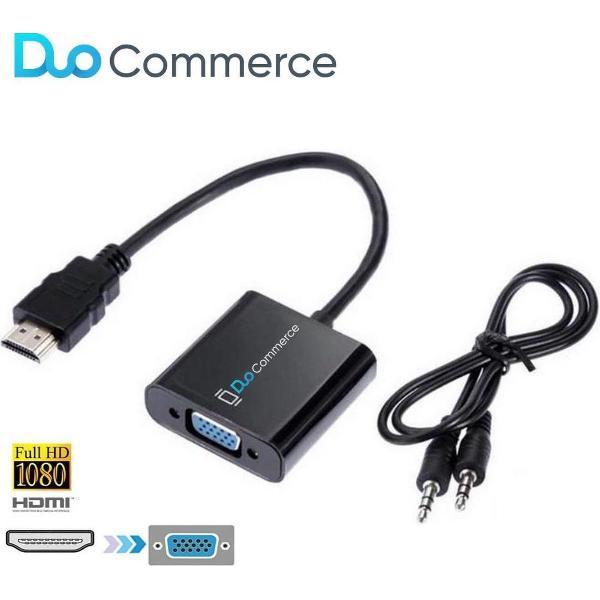 Universele Gold-Plated HDMI Naar VGA Adapter Converter Zwart - USB Voeding Kabel & Met 3.5MM Jack Aux - Met Audio -Analoog Naar Digitaal Video Omvormer - Male To Female - 1080P Full HD