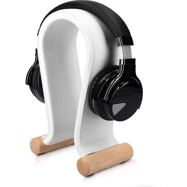 Hoofdtelefoonhouder Wit | Leren universele Koptelefoon houder | Stand koptelefoonhouder standaard headset