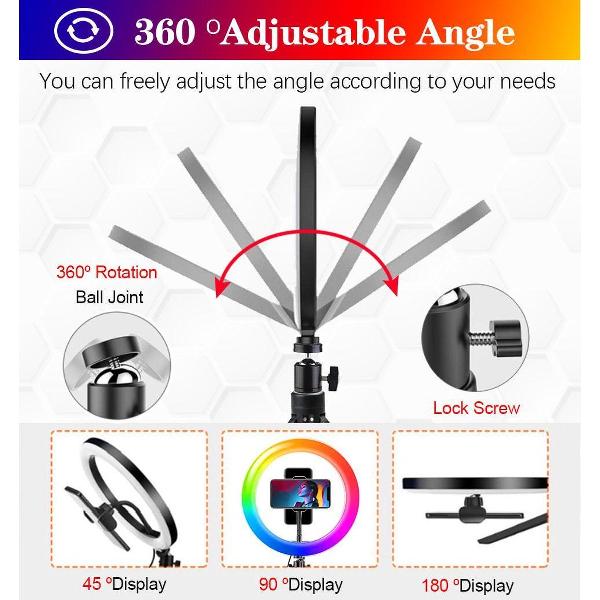LED ringlamp 26 cm RGB statief 190cm