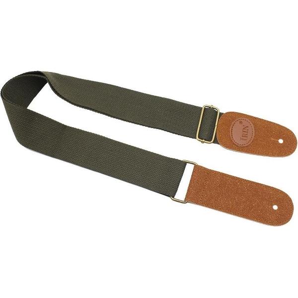 Professionele Verstelbare Stevige Gitaarband - Gitaarbanden - Guitar strap Band - Luxe Gitaarriem - Gitaar Riem - Bas Elektrische Akoestische Klassieke Gitaar - Verstelbaar - 100% Katoen - Groen Kurk