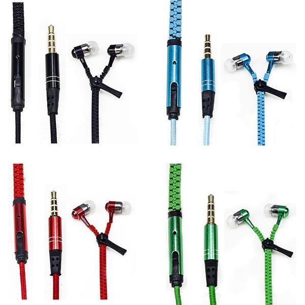 In-ear Koptelefoon met Rits - 3.5mm kabel - Oortelefoon met microfoon - Metallic kleur - Koptelefoon - Green