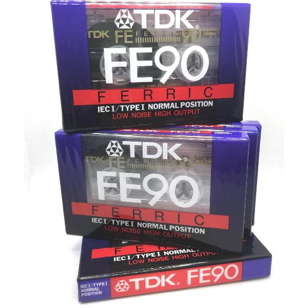 5 x Audio Cassette Tape TDK FE 90 FERRIC normaal Position type I - Uiterst geschikt voor alle opnamedoeleinden / Sealed Blanco Cassettebandje / Cassettedeck