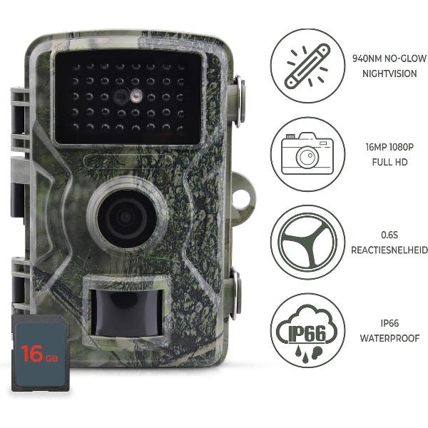 Wildcamera met Nachtzicht – Jachtcamera – Waterdicht – 12MP 2.7K Full HD + 16GB SD