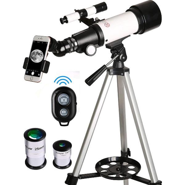 Telescoop - 70/400 mm – Sterrenkijker – Lenzentelescoop – Maanfilter - Bluetooth - Draadloze Afstandsbediening - Draagtas