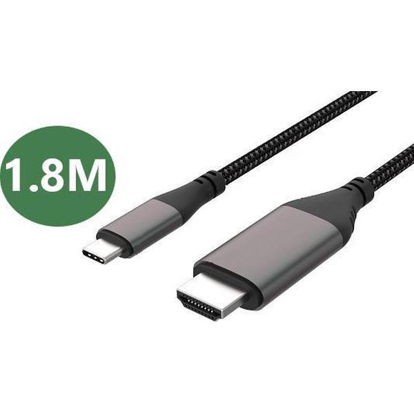 USB-C naar HDMI Adapter - Converter - Ondersteunt 4K 60HZ - Geschikt Voor - Apple / iMac / Macbook (Pro) - Type C naar HDMI - 1.8 meter