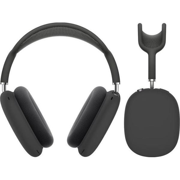 Luxe Siliconen Case Cover Set Voor Apple Airpods Max Draadloze Bluetooth Koptelefoon - Soft Case Cover Protector - Skin Shell Beschermer Hoes - Oorschelpen Bescherming - Zwart