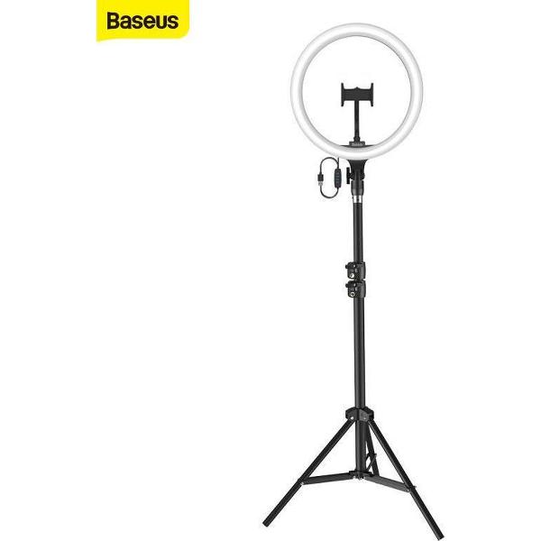 Baseus Ringlamp | Groot | 12 inch – 30,5 cm | 3 kleurenmodi | Dimbaar | Helderheid instelbaar | Ringlight | Selfie | USB | Studiolamp | Make-up | Tiktok | Vlog | Statief | Mobiele telefoon houder | Verstelbaar | Gaming | Streaming | Youtube