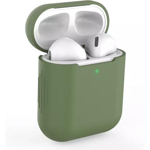 Bescherm Hoes Cover Case voor Apple AirPods (Siliconen) - Donkergroen