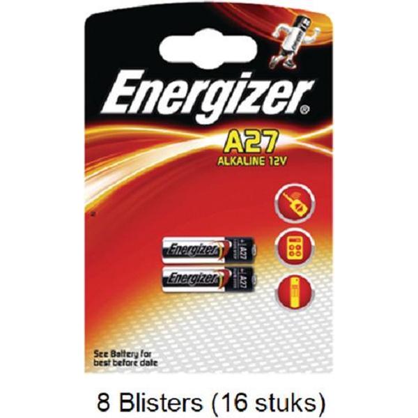 16 stuks (8 blisters a 2 stuks) Energizer Alkaline LR27 / A27 12v